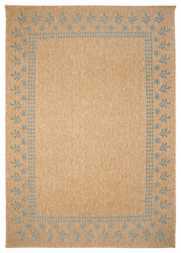 Sahara Block Print Border Indoor/Outdoor Rug Aruba 1'11"x7'6"