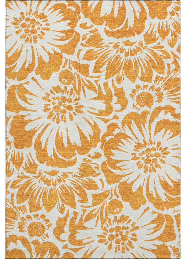 Premium Machine Washable Mayfield AMF551 Orange 3' x 5' Rug