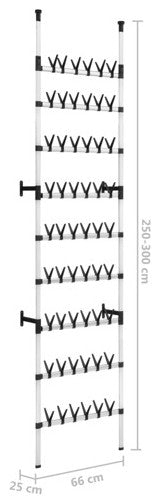 vidaXL Shoe Rack Telescopic Shoe Organizer Shelf Stand with Rods Aluminum
