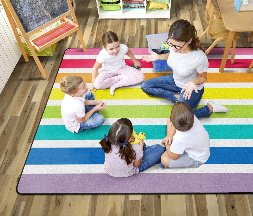Flagship Carpets CA1995-28SG Hello Sunshine Bright Striped Rainbow