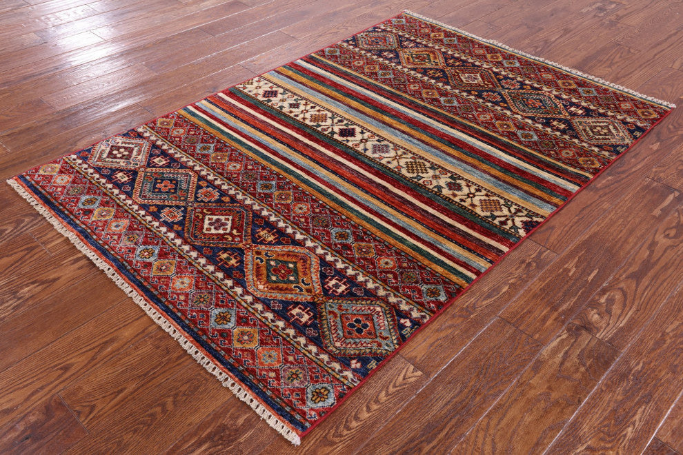 Khorjin Super Kazak Hand-Knotted Wool Rug 3' 10" X 5' 9" Q10777