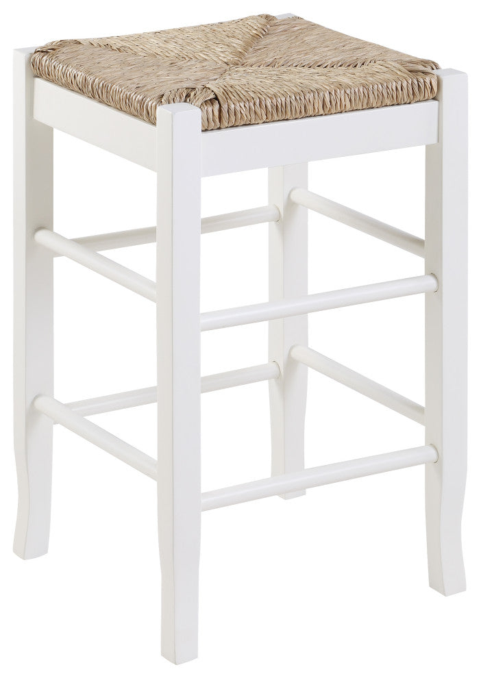 Square Rush Backless Counter Bar Stool, Cream