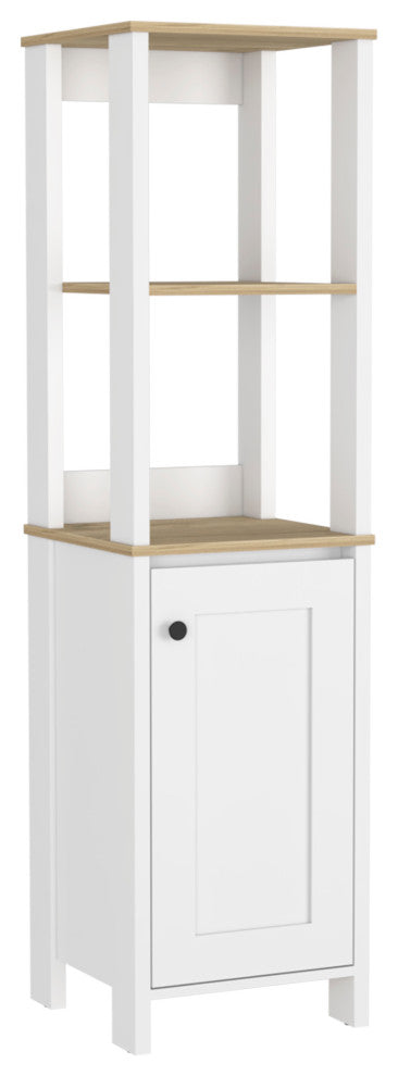 DEPOT E-SHOP New Haven Linen Cabinet, Light Oak/White