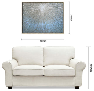 Silver Ice Textured Metallic Hand Painted Abstract Wall Art, 30"x40"
