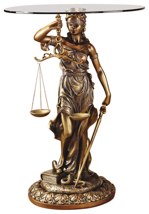 Blind Justice Glass Topped Table