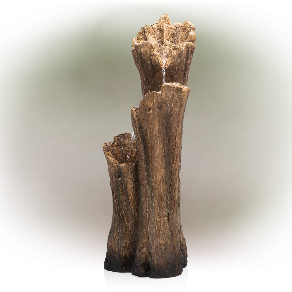Alpine 3 Log Tiered Fountain w/ LED Lights, 39"