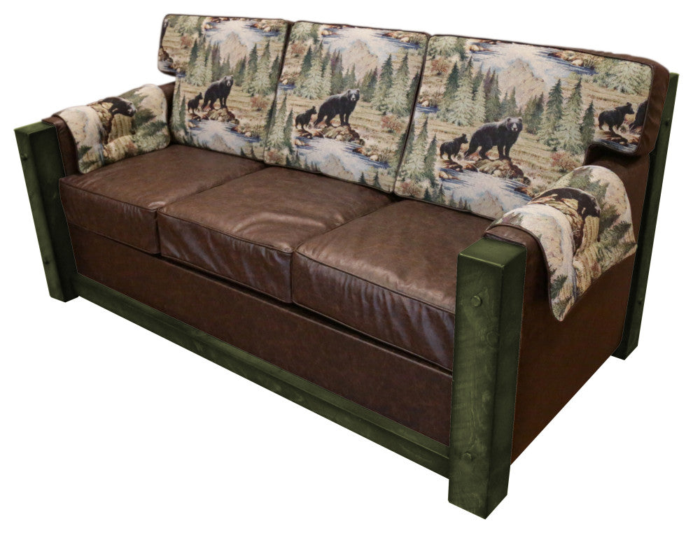 Barnwood Style Timber Peg 3-Drawer Sofa Bed, Weathered Slate, Bradley Multi and Quarter Espresso