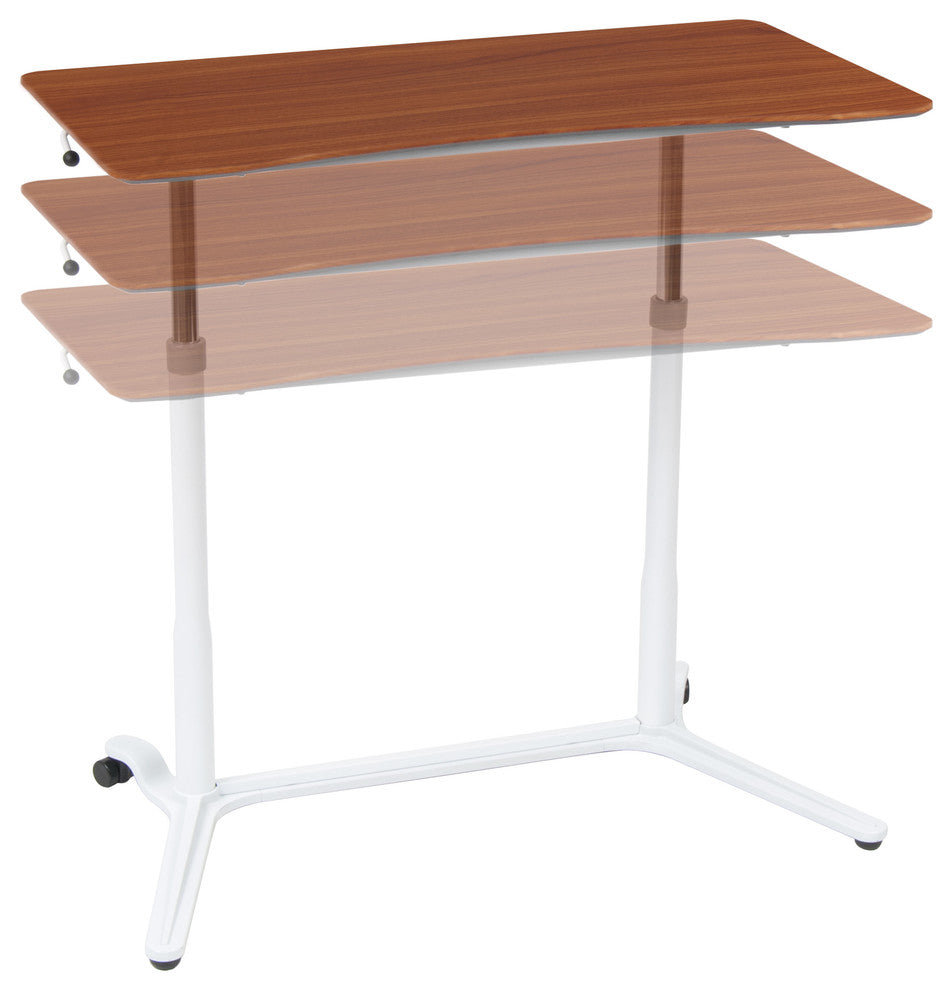 Sierra Adjustable Height Sit To Stand Up Desk, White and Cherry