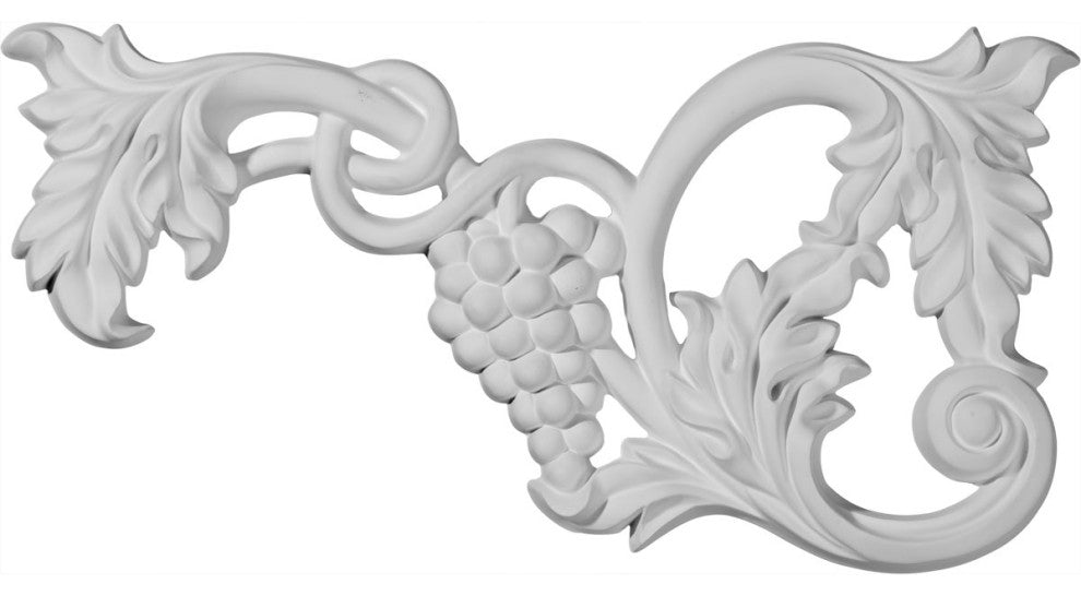 12 5/8"W  x 6 3/4"H x 1"P Large Grape and Leaf Onlay, Left