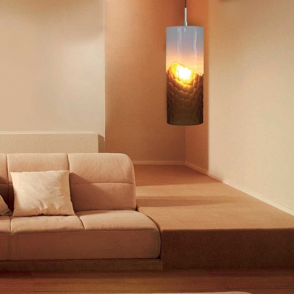Light Low Voltage Pendant And Canopy Kit, White Amber Bronze, White Amber Chrome