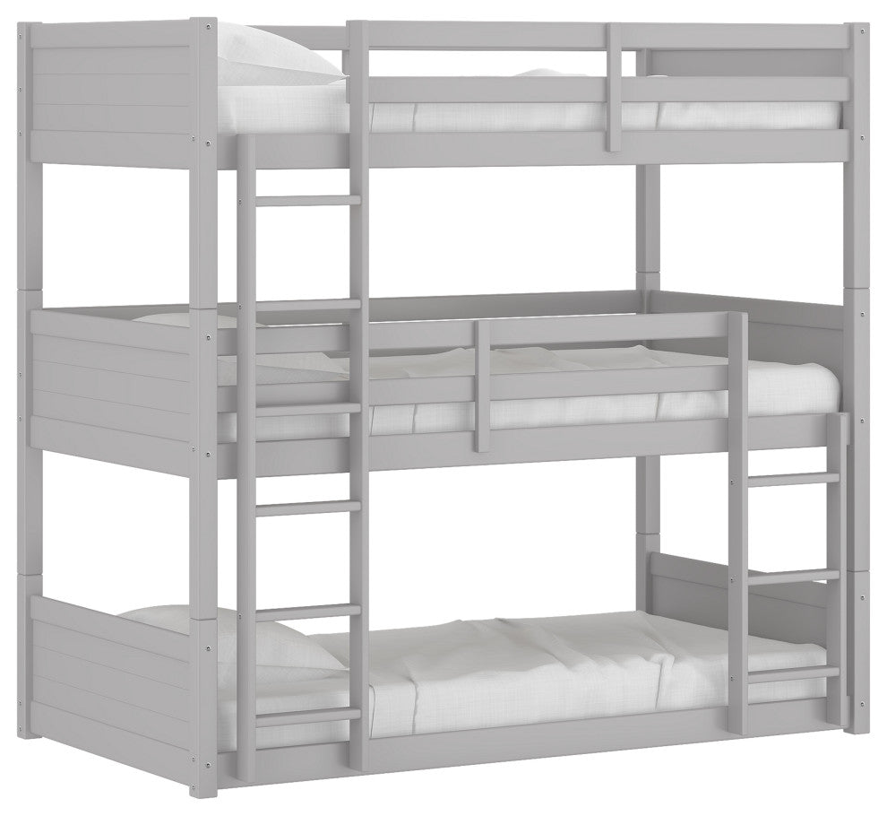 Hillsdale Capri Wood Triple Twin Size Low Floor Bunk Bed with Ladder