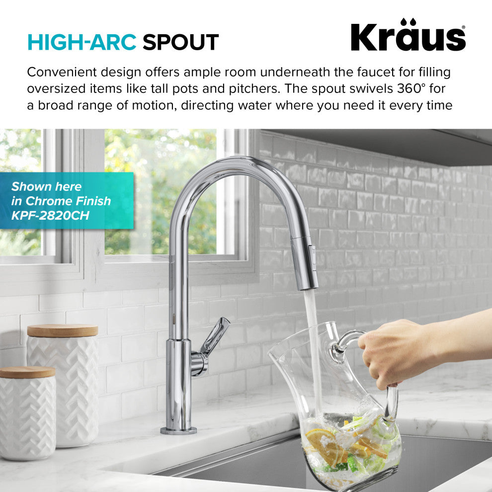 Oletto Pull-Down 1-Hole Kitchen Faucet, Matte Black/Spot Free Black Stainless