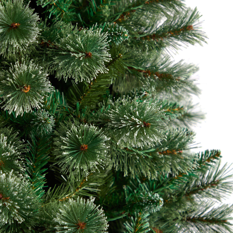 8' Wisconsin Slim Snow Tip Pine Artificial Christmas Tree With 600 LED Lights