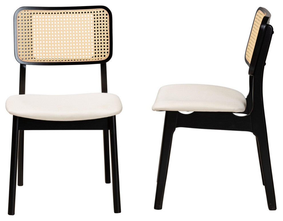 Dian 2-Piece Dining Chair Set, Cream/Black