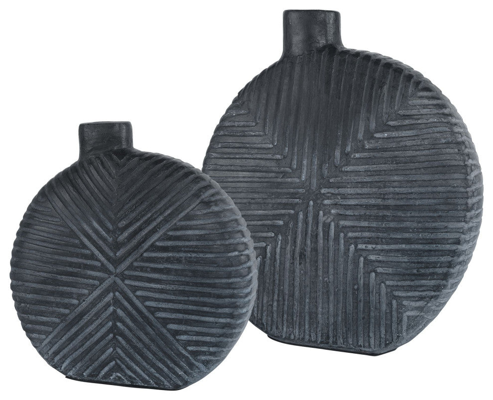 Uttermost Viewpoint Aged Black Vases, Set of 2