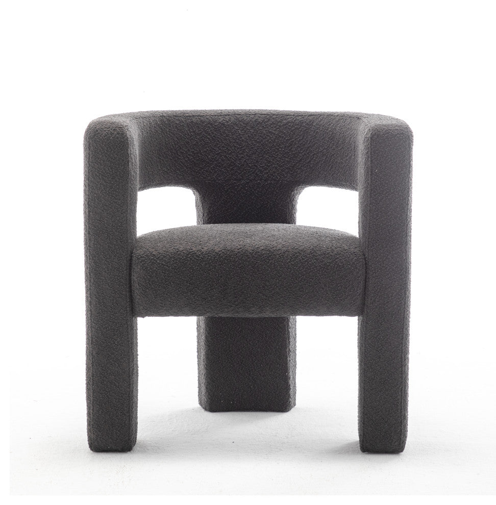 28" Wide Boucle Upholstered Square Armchair, Dark Gray