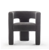 28" Wide Boucle Upholstered Square Armchair, Dark Gray