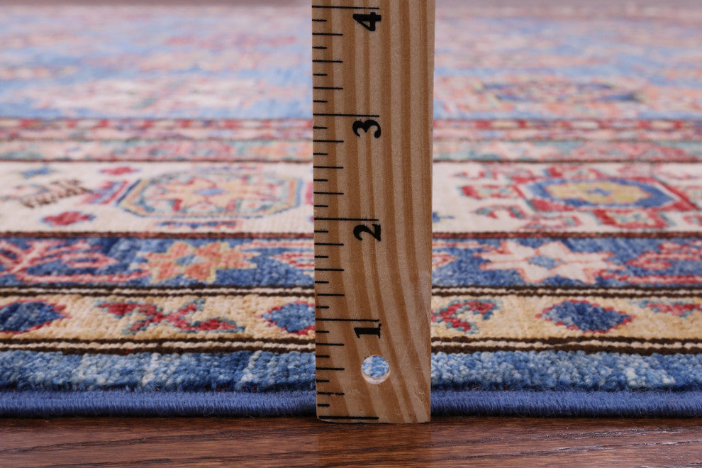 8' 3" X 9' 10" Handmade Geometric Super Kazak Wool Rug Q10609