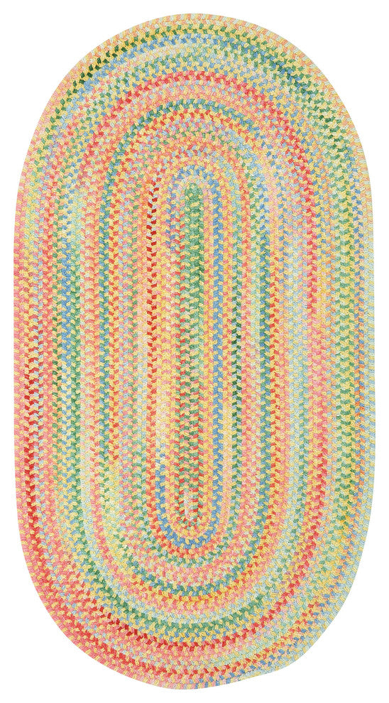 Capel Baby's Breath Light Yellow 0450_150 Braided Rugs - 5' X 8' Oval