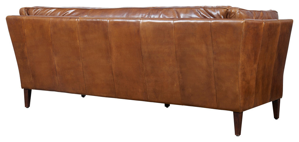 Top Grain Vintage Leather Kenmore Sofa, Light Brown