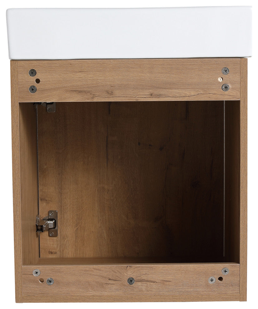 Wall-Mounted Bathroom Vanity With Ceramic Top and Basin