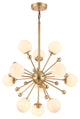 Gold Spike Light Fixture, White Glass Globe Shades