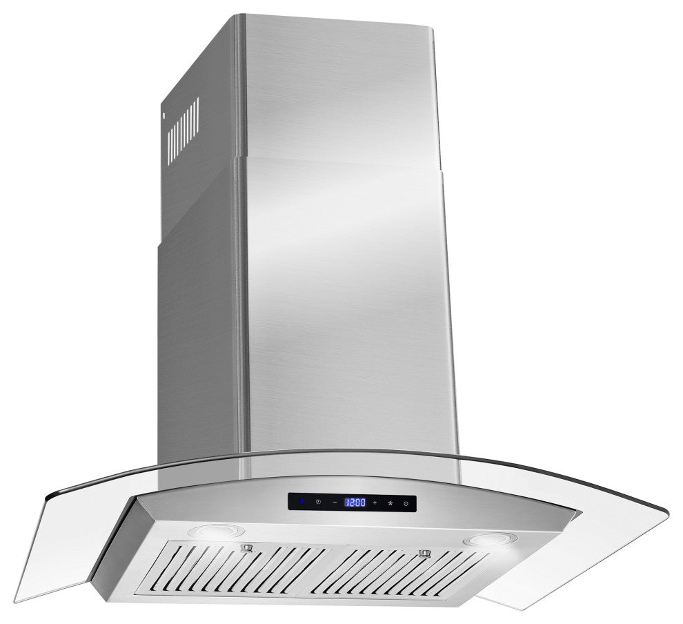 30 in. Ductless Wall Mount Range Hood in Stainless Steel, Soft Touch Controls