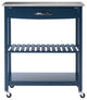 Holland kitchen cart with stainless steel top, navy blue