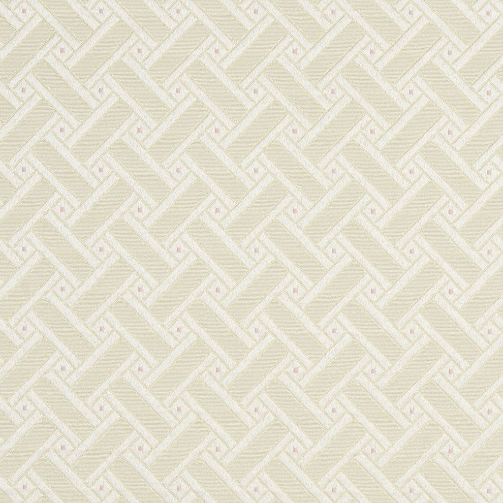 Gold, Pink And White, Lattice Brocade Upholstery Fabric By The Yard