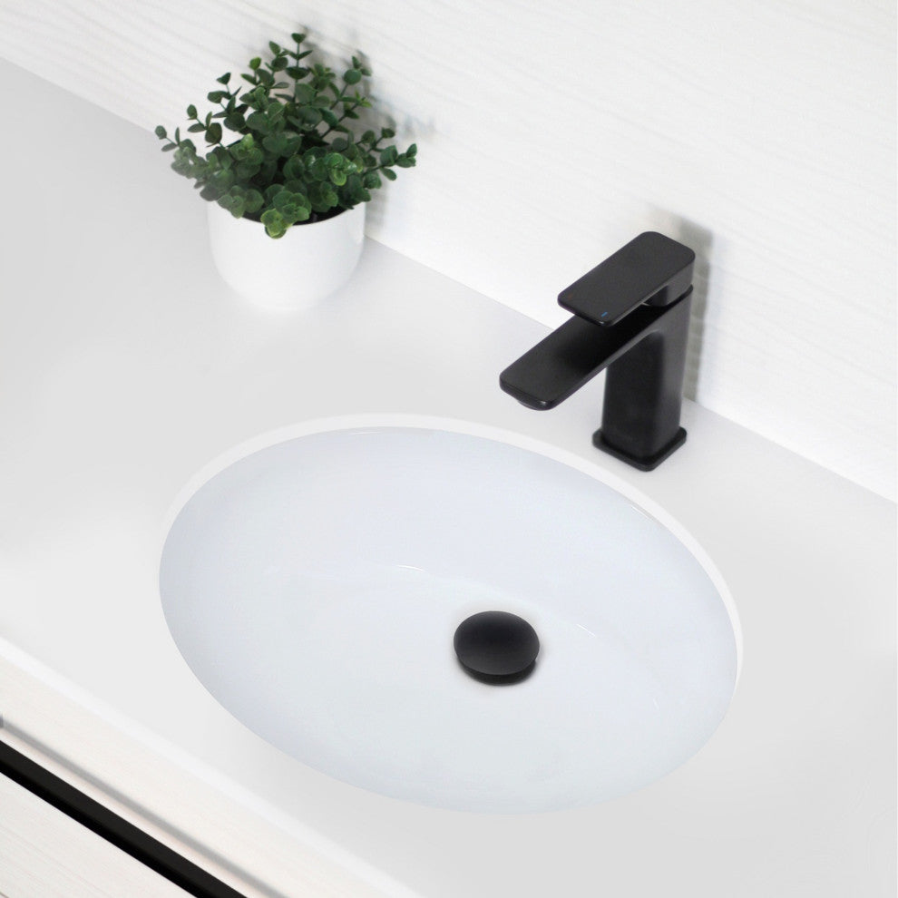 STYLISH 19" Oval Undermount Ceramic Bathroom Sink With 2 Overflow Finishes