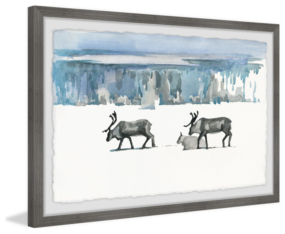 "Caribou Trek" Framed Painting Print, 18x12