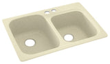 Swan 33x22x9 Solid Surface Kitchen Sink, 2-Hole, Bone