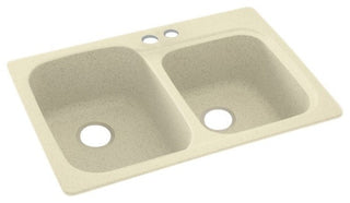 Swan 33x22x9 Solid Surface Kitchen Sink, 2-Hole, Bone