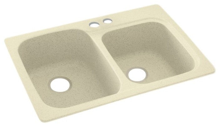 Swan 33x22x9 Solid Surface Kitchen Sink, 2-Hole, Bone