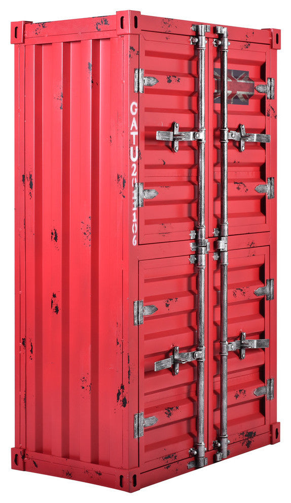 Griffen Industrial Metal Cabinet, Red