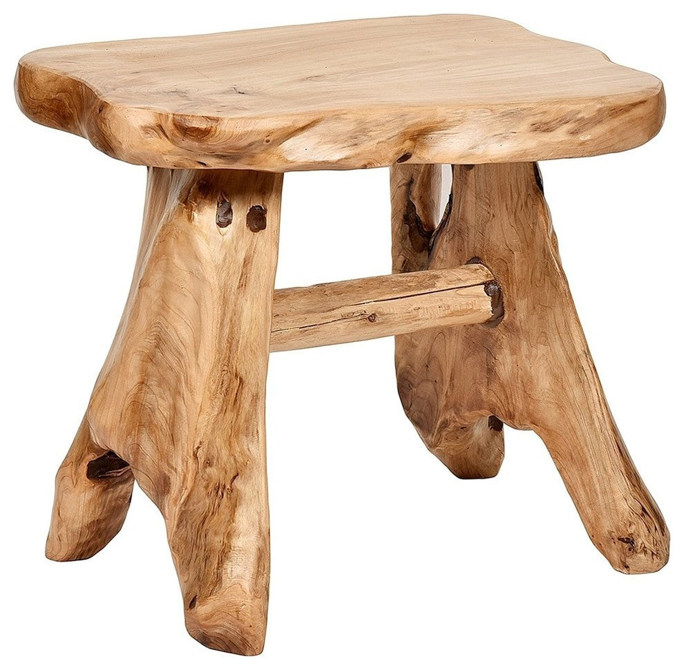 Natural Wood Indoor/Outdoor Stool Cedar Garden Bench