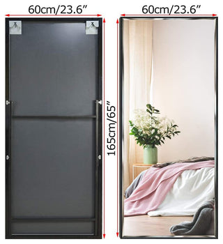 Wall Mounted Mirror, Vertical Black Frame, Black