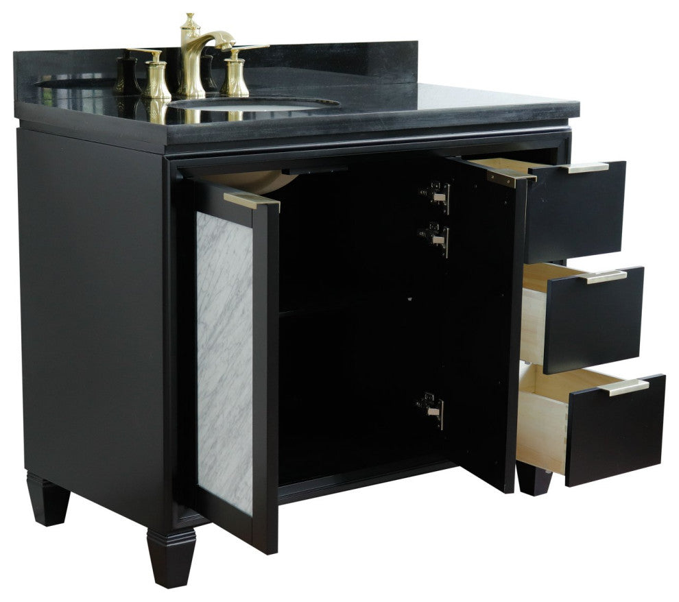 43" Single Vanity, Black Finish With Black Galaxy