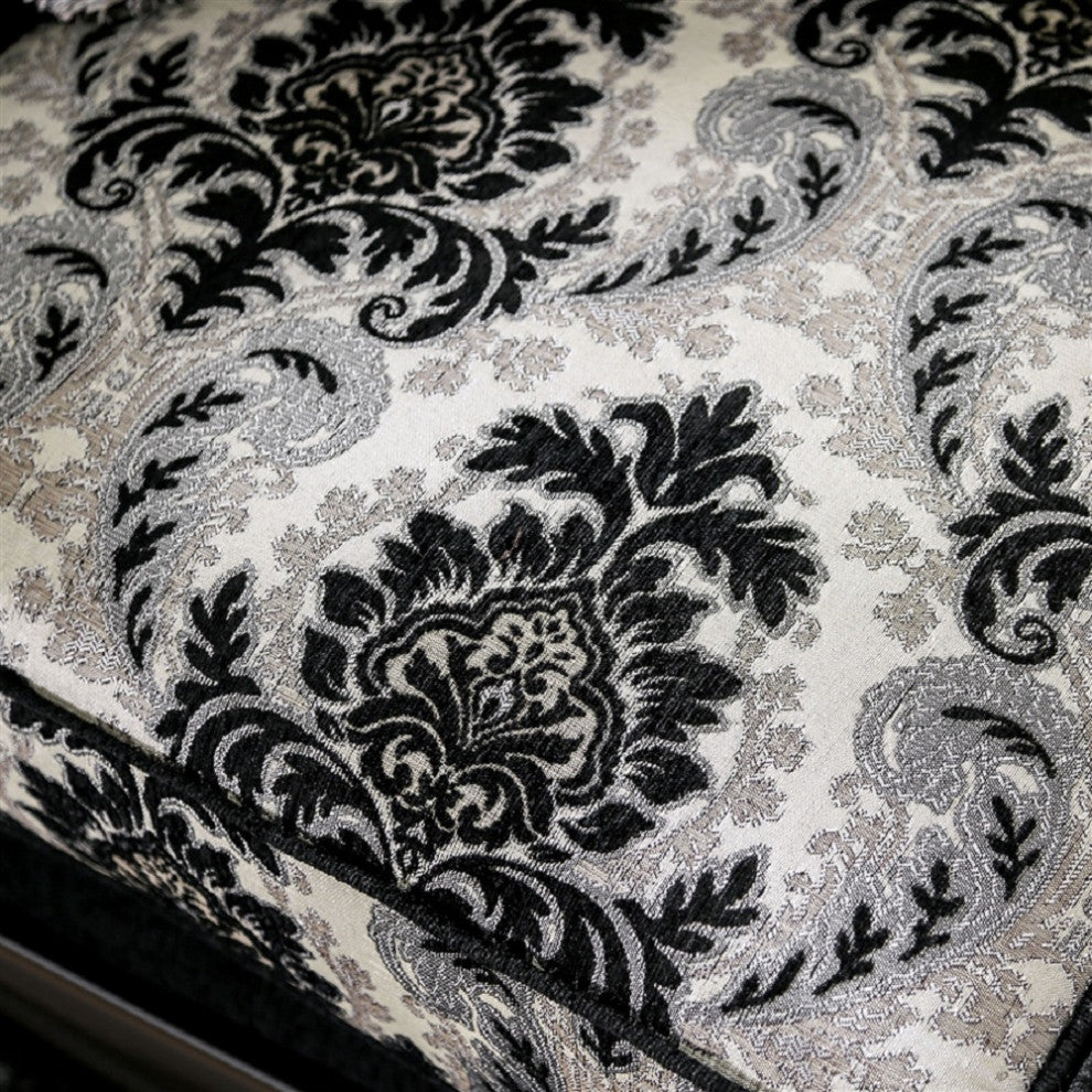 Chenille and Wood Black, Loveseat