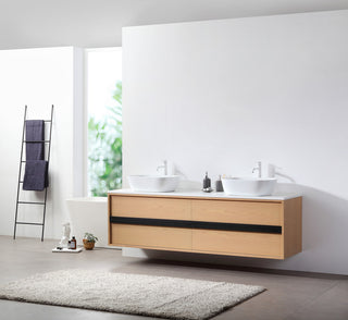 Sintra Wall Mounted Vanity, Whitewash Oak, 72"