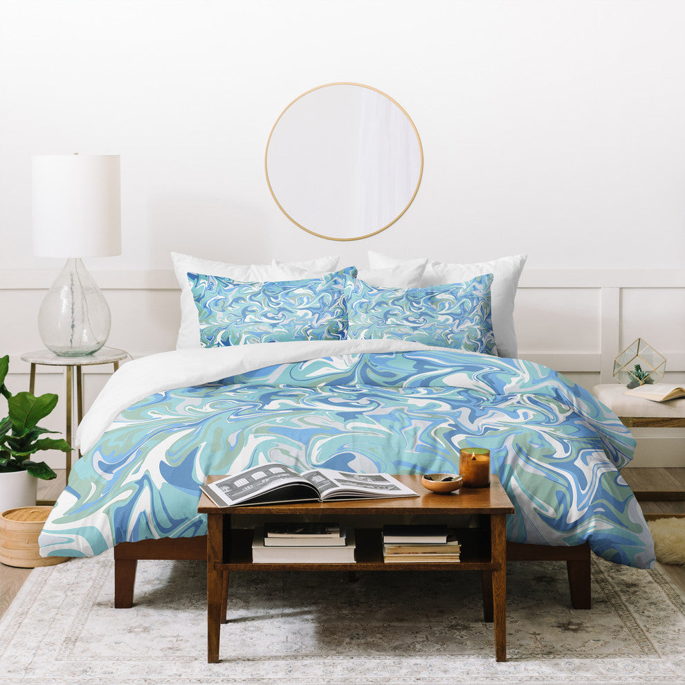 Deny Designs Wagner Campelo Marble Waves Serenity Duvet Cover Set