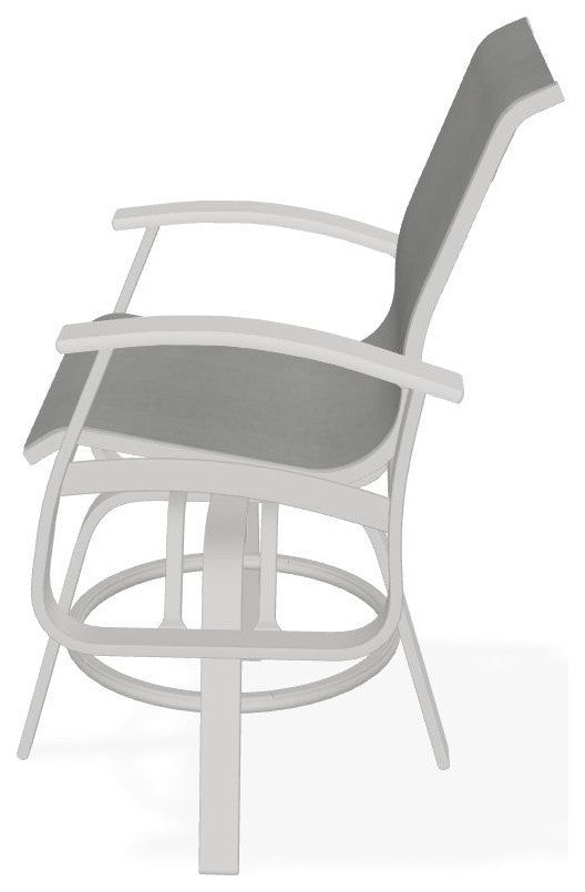Belle Isle Sling Balcony Height Outdoor Swivel Chair, Alloy/Snow