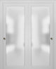 Planum 2102 Interior Closet Bypass Doors 60x96 White Silk Tracks Pulls Hardware