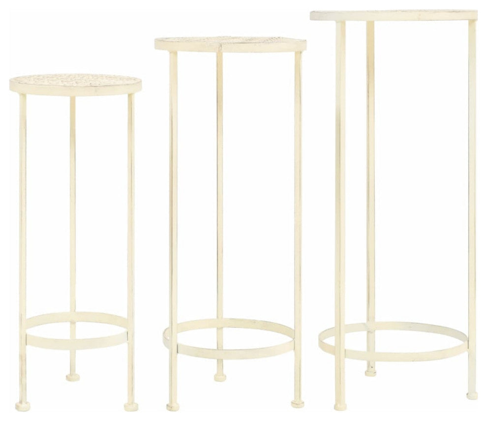vidaXL Plant Stand Set 3 Pieces Vintage Style Metal Antique White