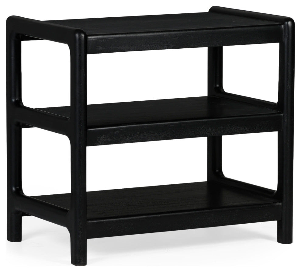 Chris Solid Wood Side Table - Charcoal