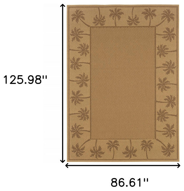 7' x 10' Beige Stain Resistant Indoor Outdoor Area Rug