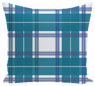 Big Bad Plaid Geometric Print Pillow, Teal, 16"x16"