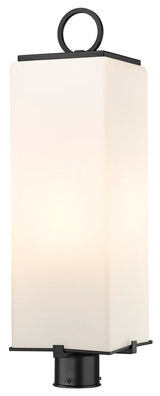 Zlite 593PHBR-BK 3-Light Outdoor Post Mount Fixture, White Opal