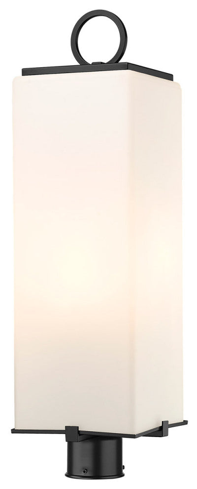 Zlite 593PHBR-BK 3-Light Outdoor Post Mount Fixture, White Opal