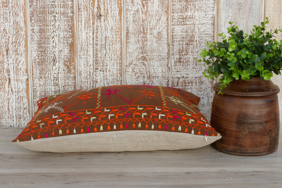 Kara Antique Indian Folk Lumbar Pillow
